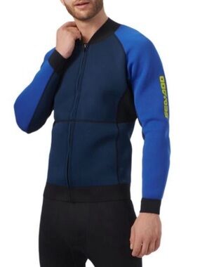Men's SeaDoo Blue Neoprene Jacket - Front Zip Swim Top